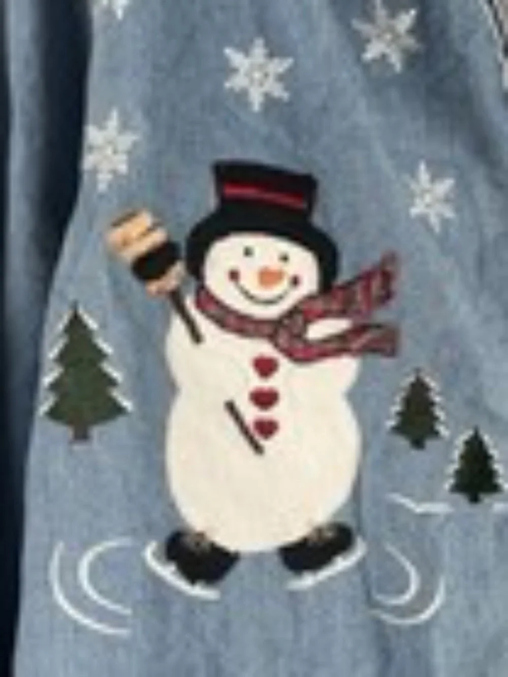Fashion Bug women's 18/20W collared full zip Long Sleeve Shirt With Tank Snowman